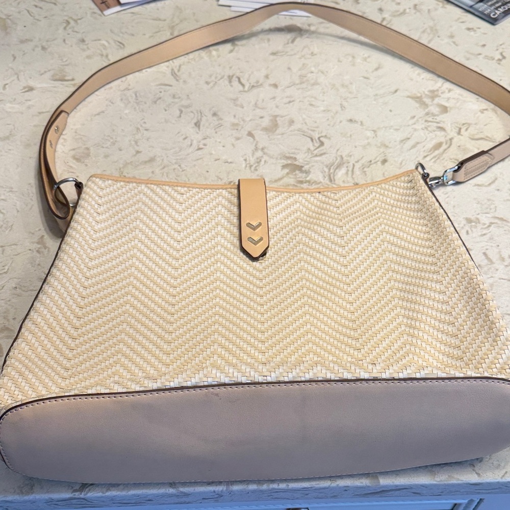 Stella & Dot Cream and Tan Shoulder Bag